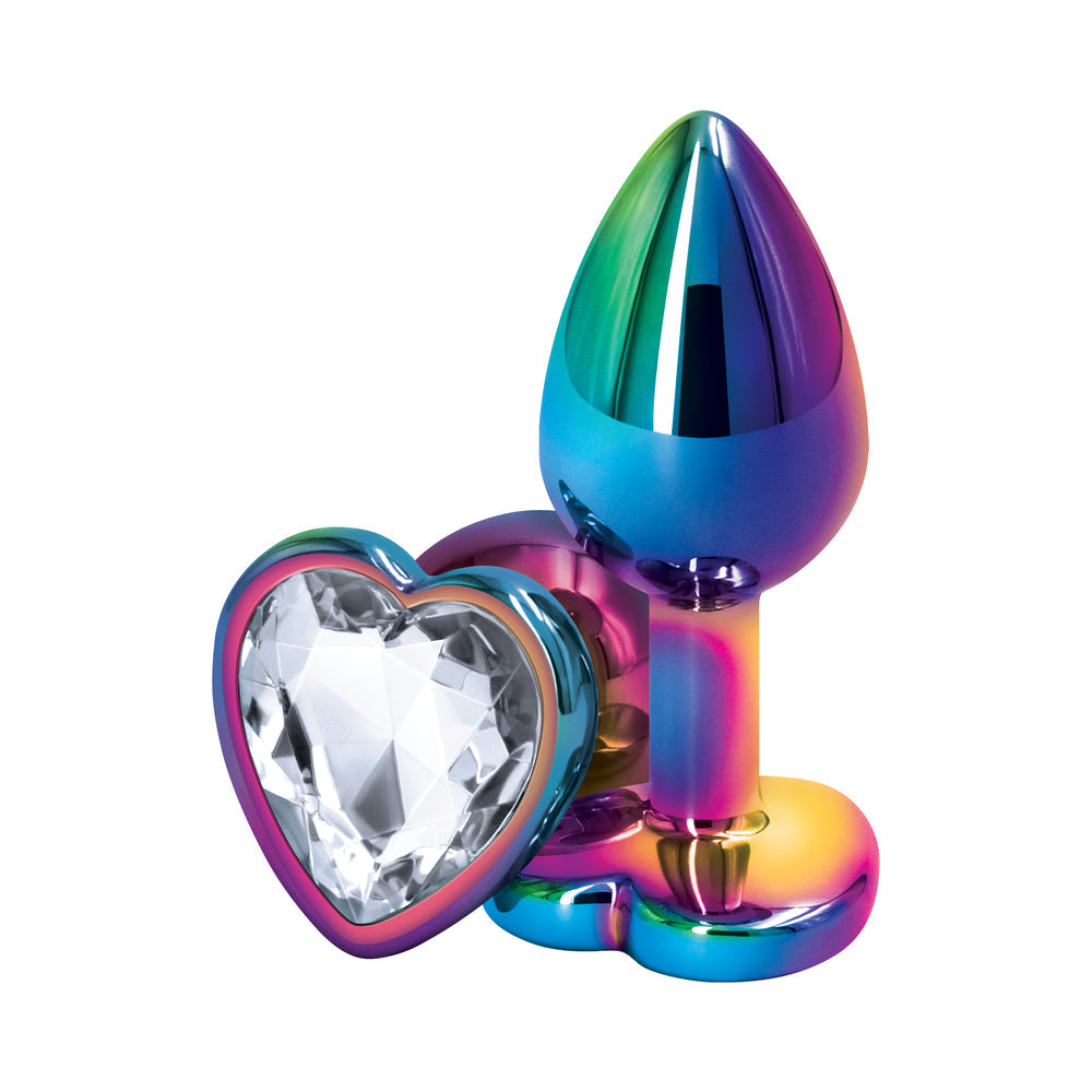 Rear Assets Metal Heart Plug Small Multicolor/Clear - Fantasies Boutique