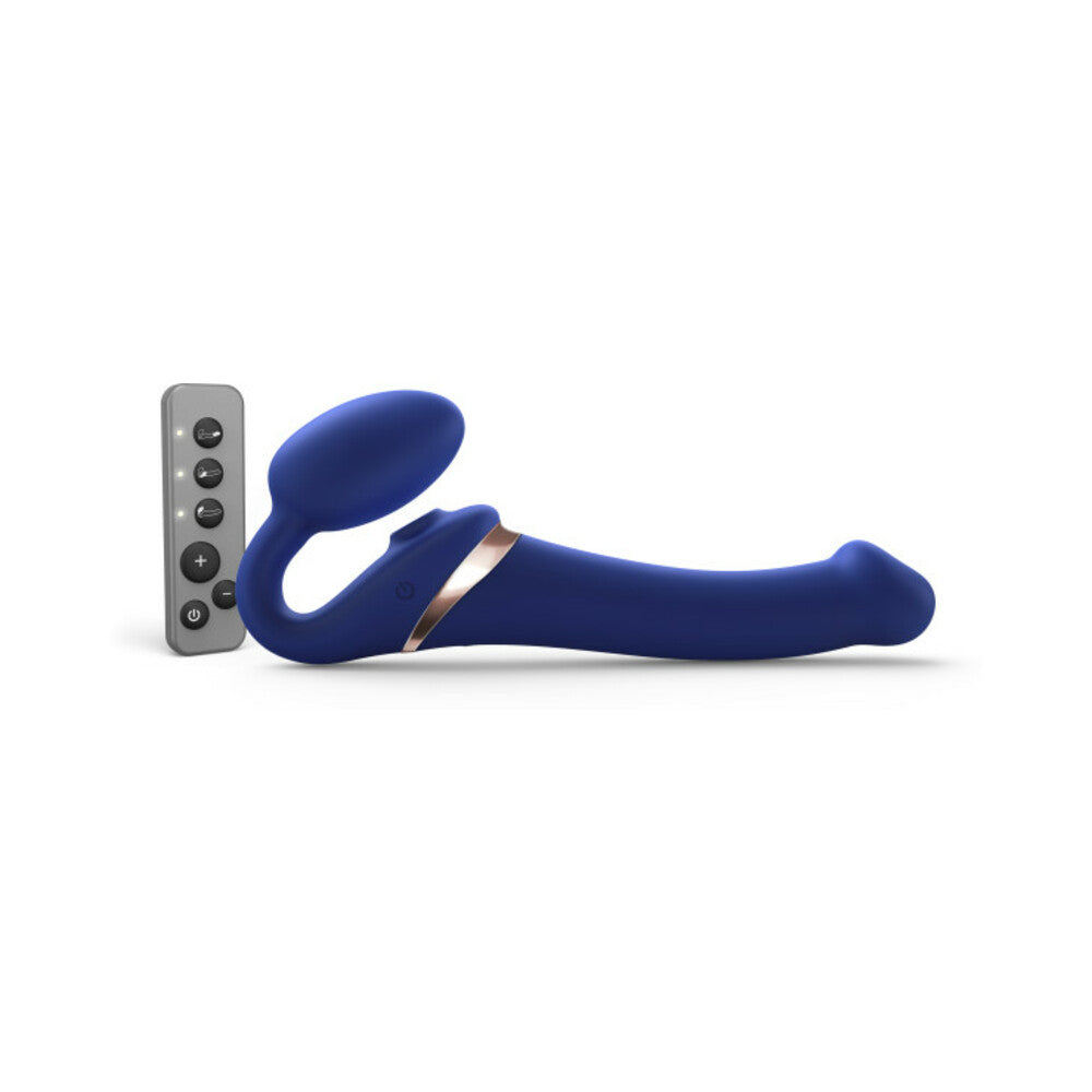 Strap-On-Me Rechargeable Remote-Controlled Multi Orgasm Bendable Strap-On Night Blue M - Fantasies Boutique