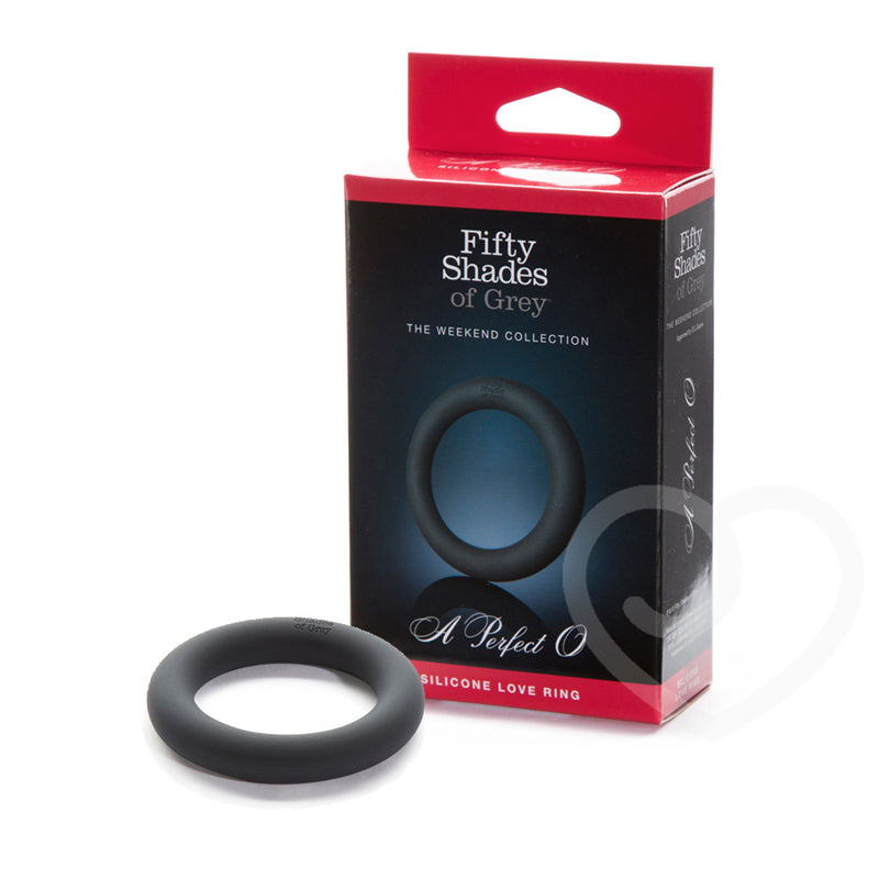 Fifty Shades of Grey Weekend Collection A Perfect O Silicone Love Ring Black - Fantasies Boutique
