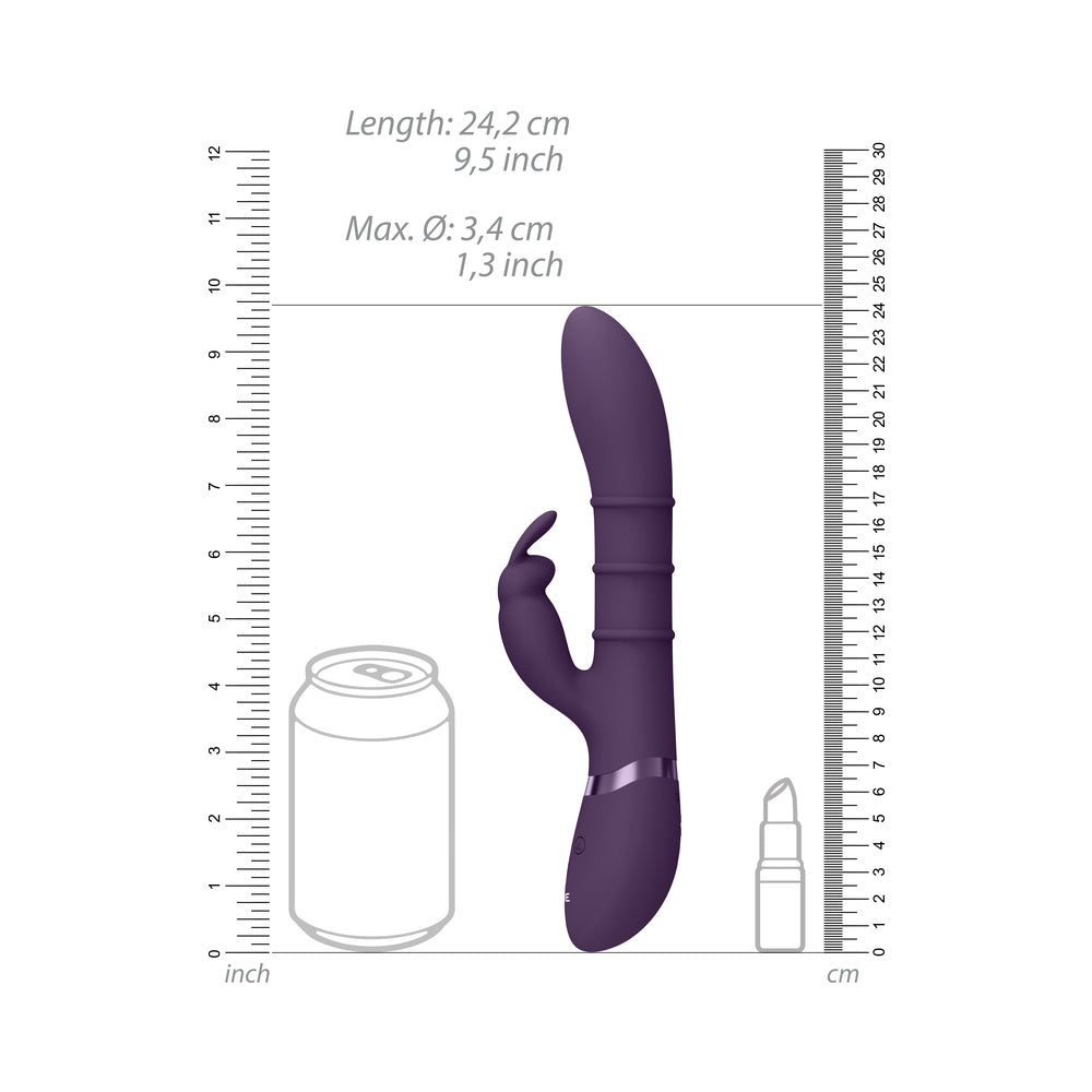 VIVE SORA Rechargeable Silicone G-Spot Rabbit Vibrator with Up & Down Stimulating Rings Purple - Fantasies Boutique