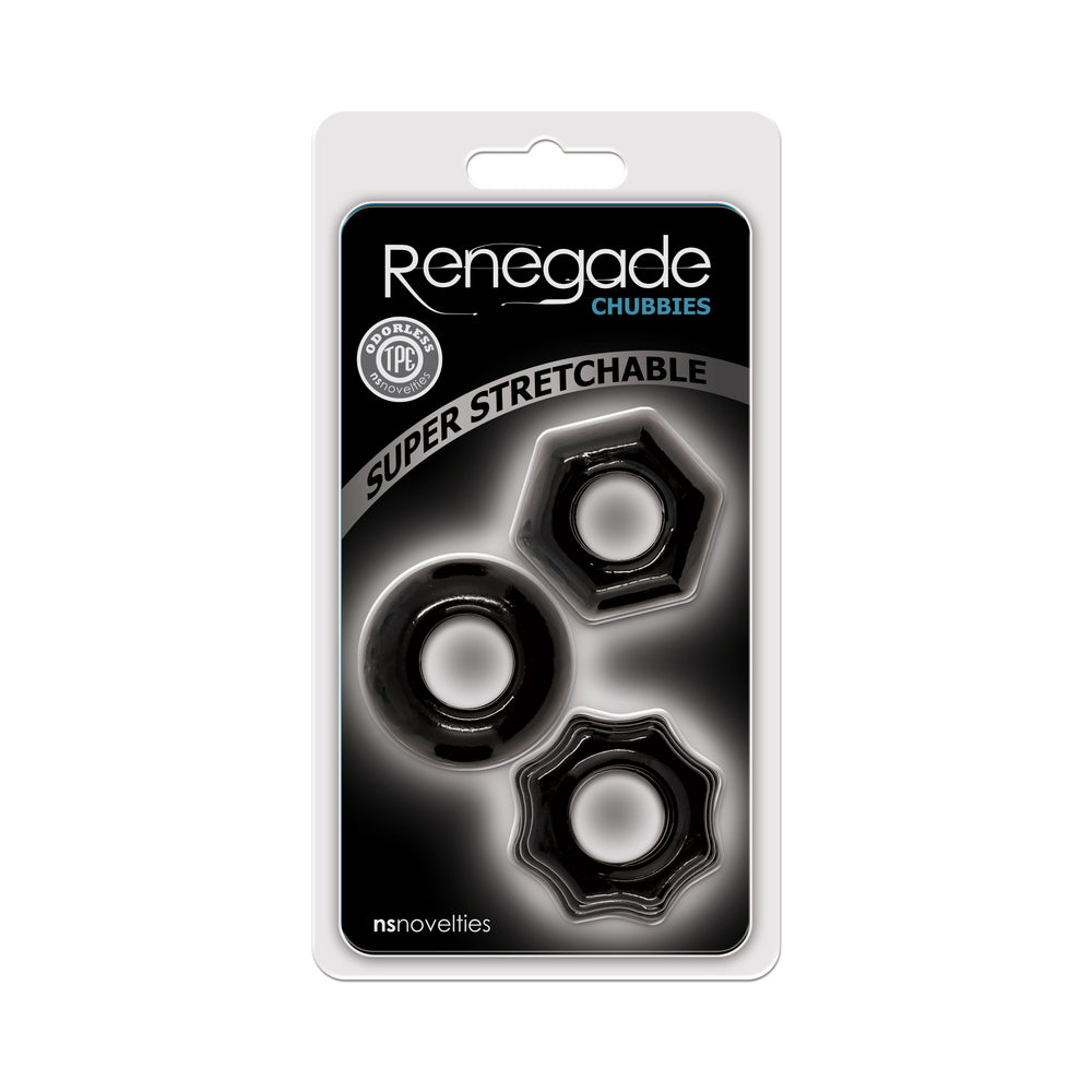 Renegade Chubbies Cock Rings 3-Pack Black - Fantasies Boutique