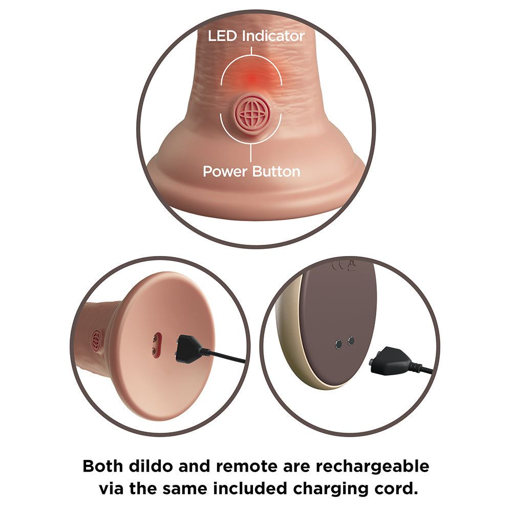 King Cock Elite 9 in. Vibrating Dual Density Silicone Realistic Dildo Beige - Fantasies Boutique