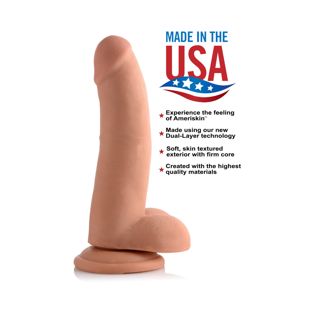 USA COCKS 8 in. Ameriskin Dual Density Dildo Medium