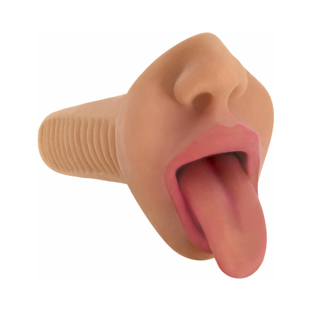 Curve Toys Mistress Perfect Suck Selene Vibrating Deep Throat Mouth Stroker Tan - Fantasies Boutique
