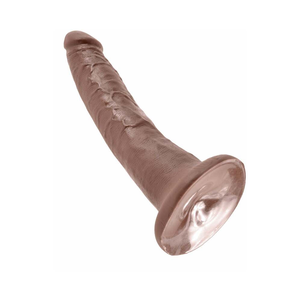King Cock 7 in. Cock Realistic Dildo With Suction Cup Brown - Fantasies Boutique
