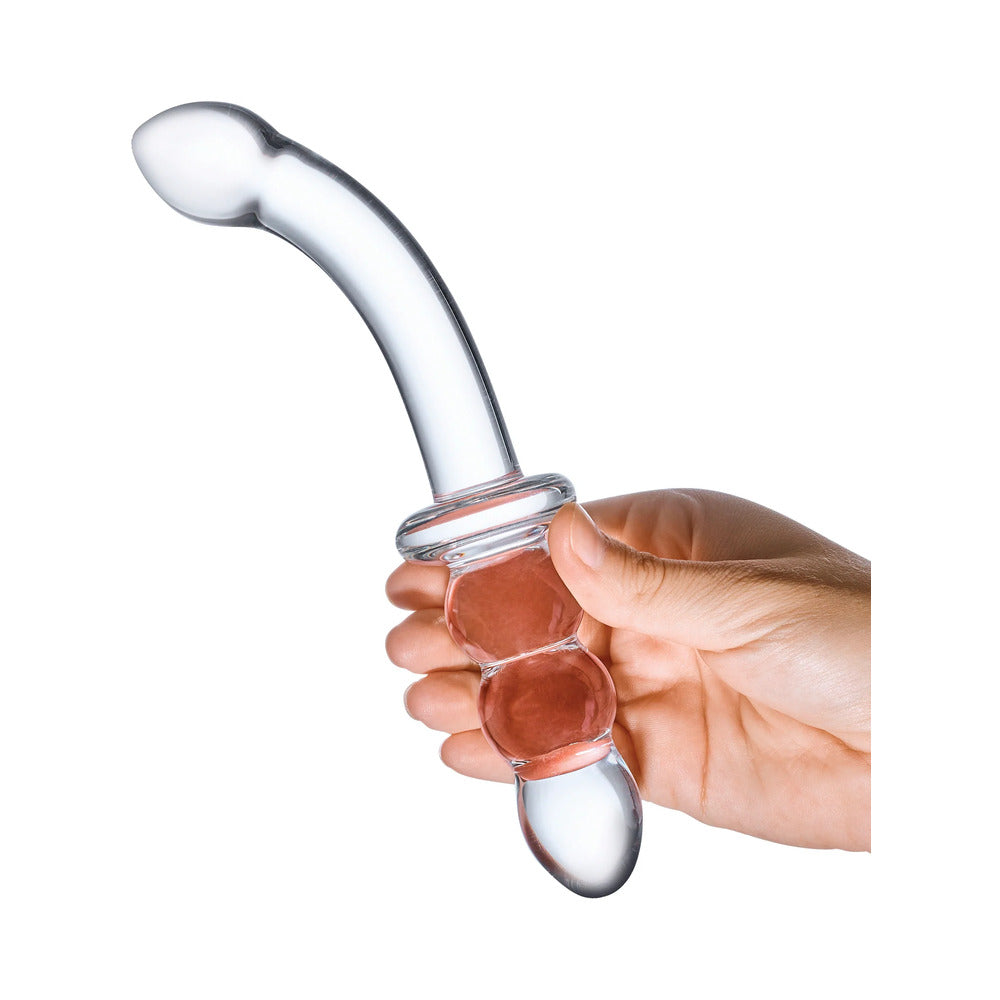 Glas 8 in. Ribbed G-Spot Glass Dildo - Fantasies Boutique