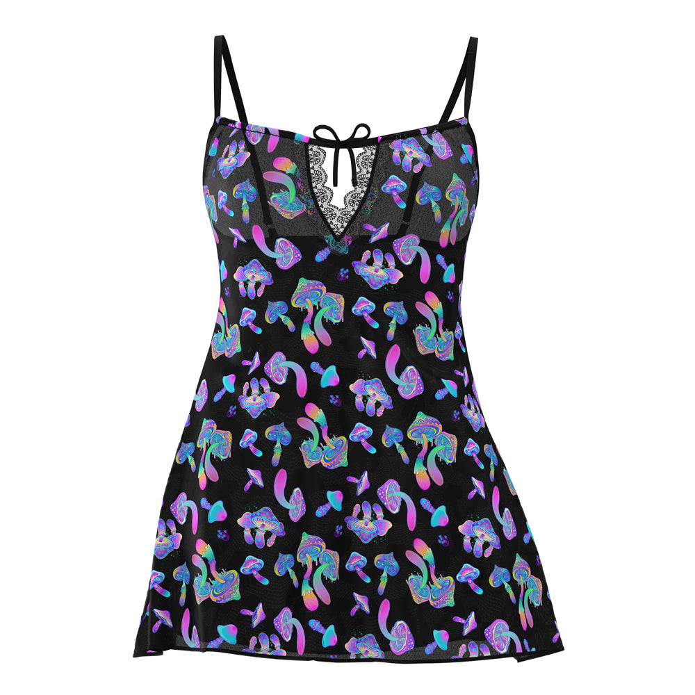 Magic Silk Hazy Dayz Dress & G-String Set Mushroom S/M