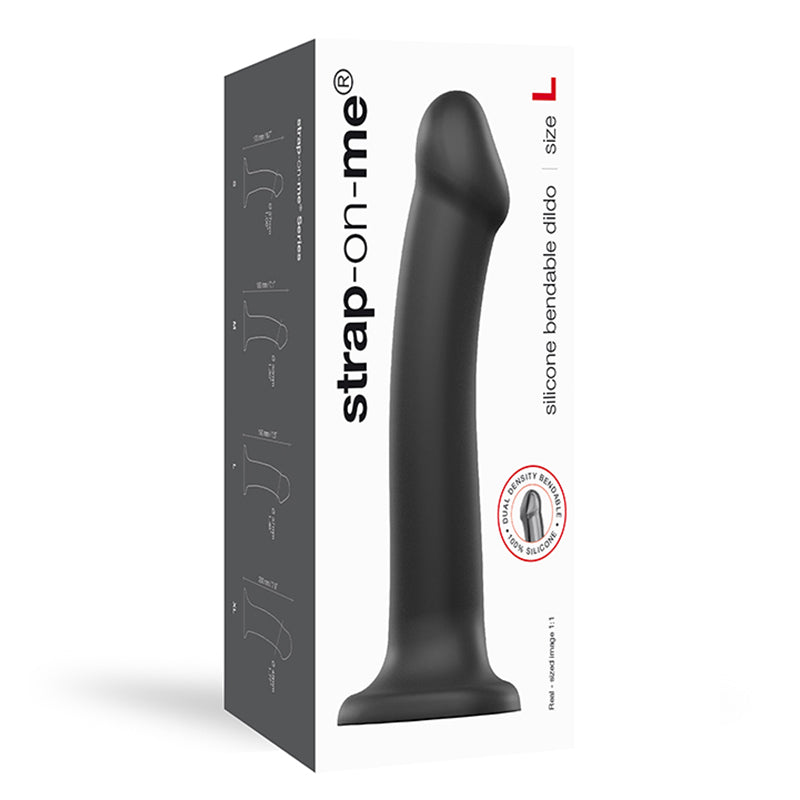 Strap-On-Me Bendable Dual-Density Silicone Dildo Black L - Fantasies Boutique