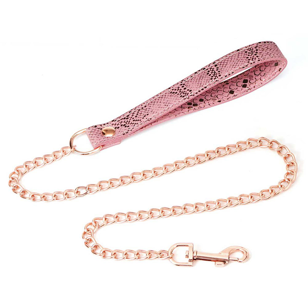 Collar And Leash Micro Fiber Snake Print With Leather Lining - Fantasies Boutique