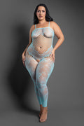 Fantasy Lingerie Sheer Dream of Me Footless Open-Crotch Bodystocking Light Blue Queen Size
