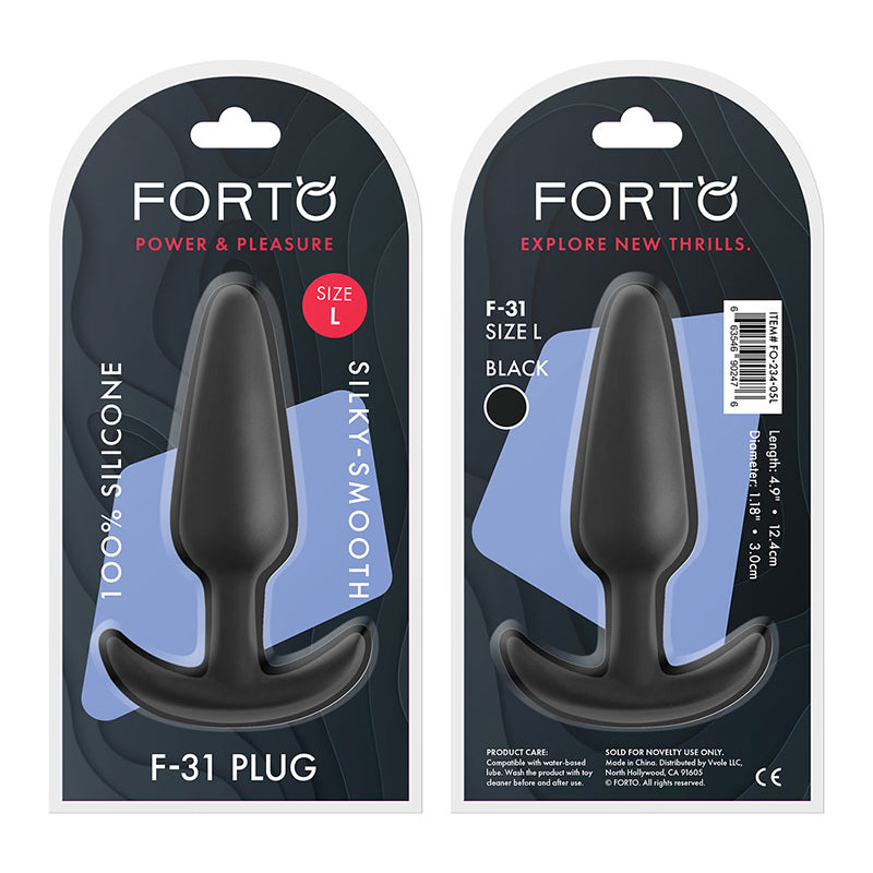 Forto F-31 Silicone Anal Plug Large Black - Fantasies Boutique