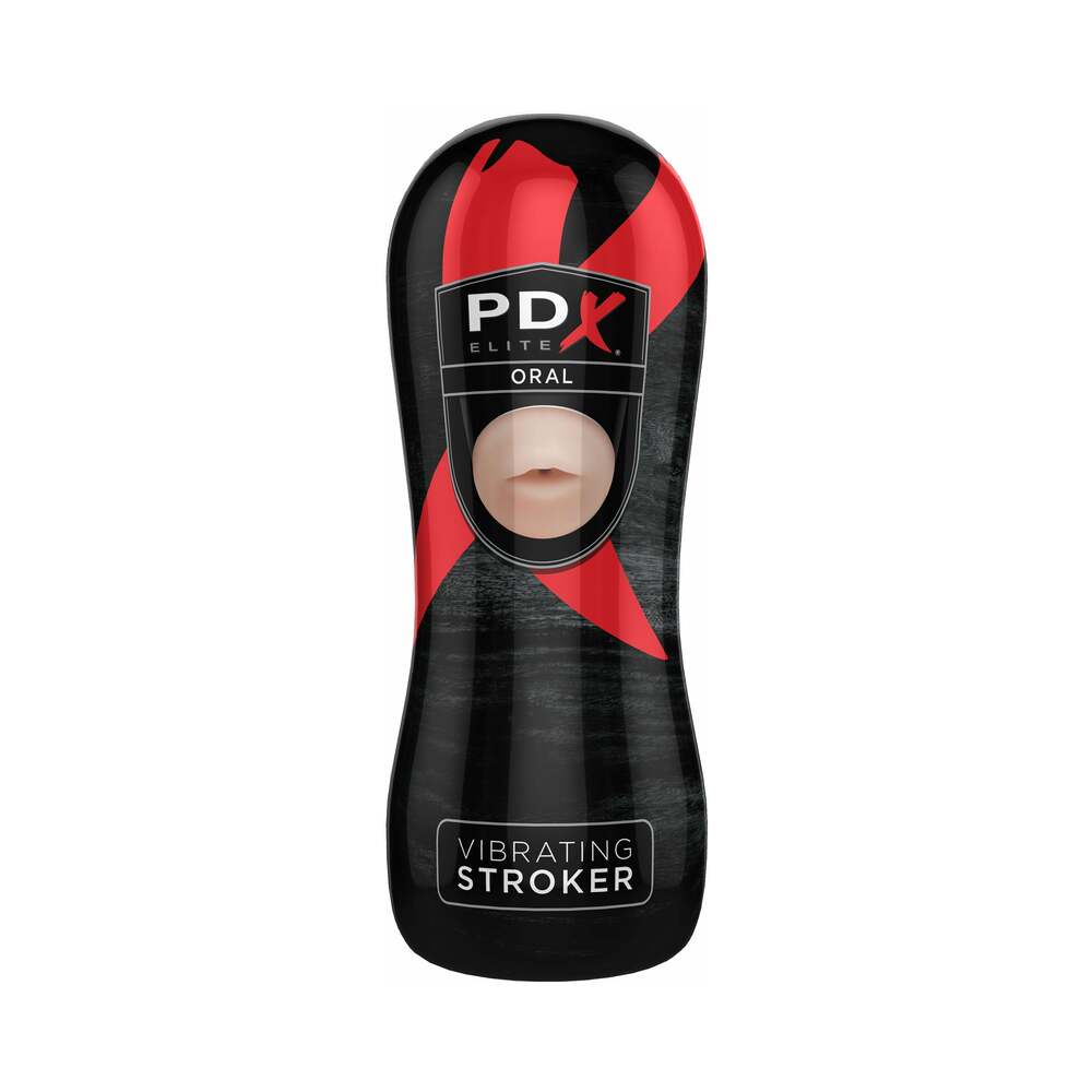 PDX Elite Vibrating Stroker Oral Beige/Black - Fantasies Boutique