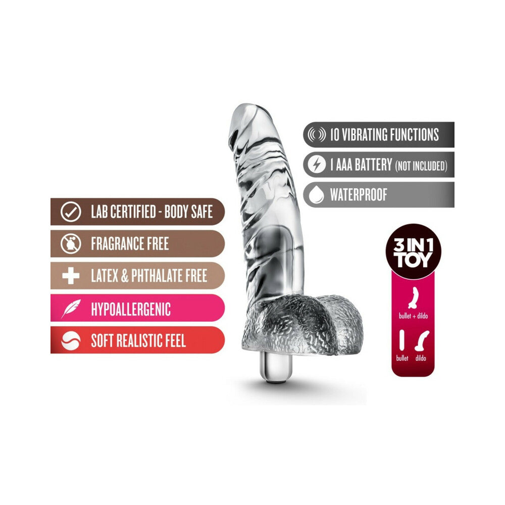 Naturally Yours Vibrating Ding Dong with Balls 6.5 in. Clear - Fantasies Boutique