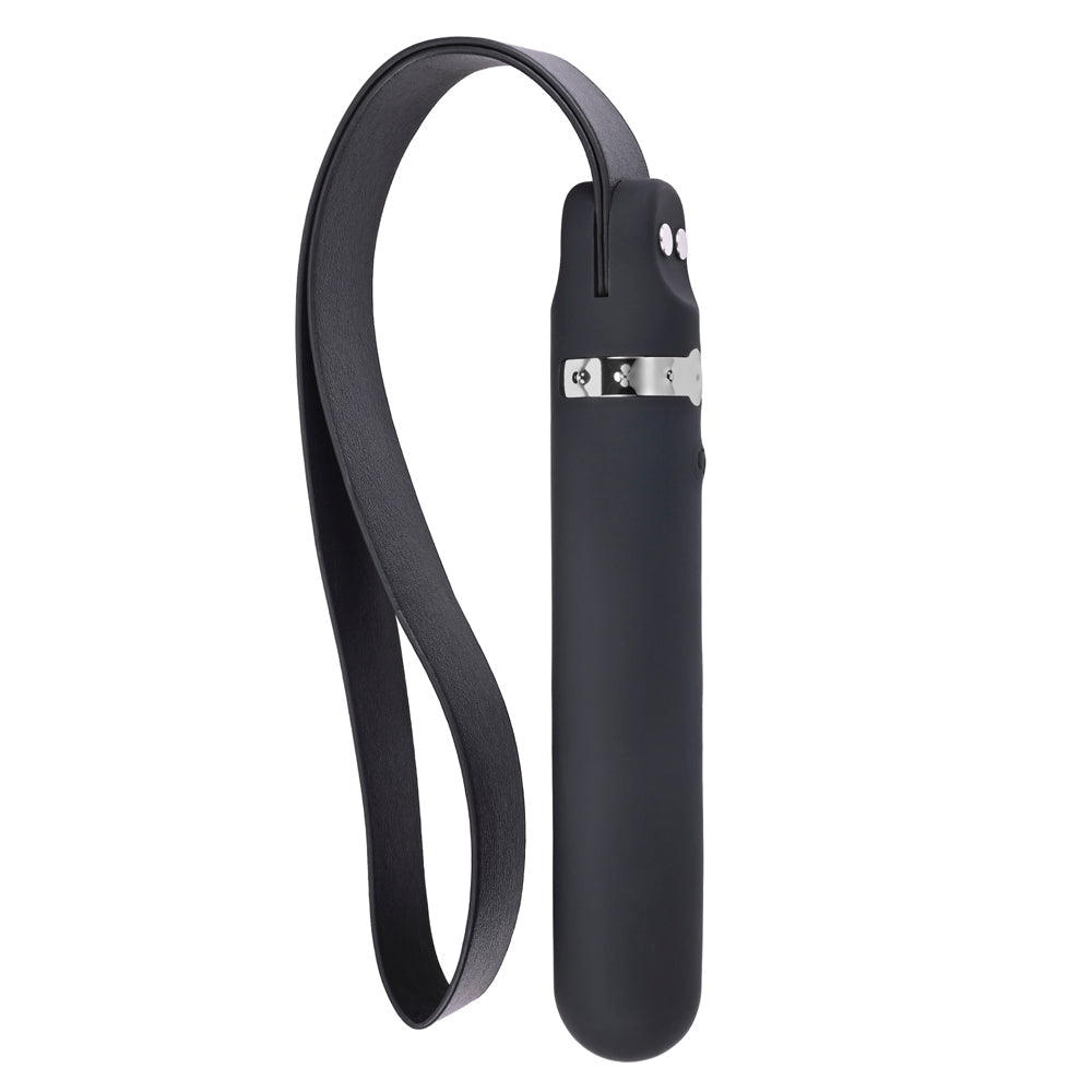 Adam & Eve Spank Me Vibe Rechargeable Silicone Vibrator With Slap Strap End Black - Fantasies Boutique