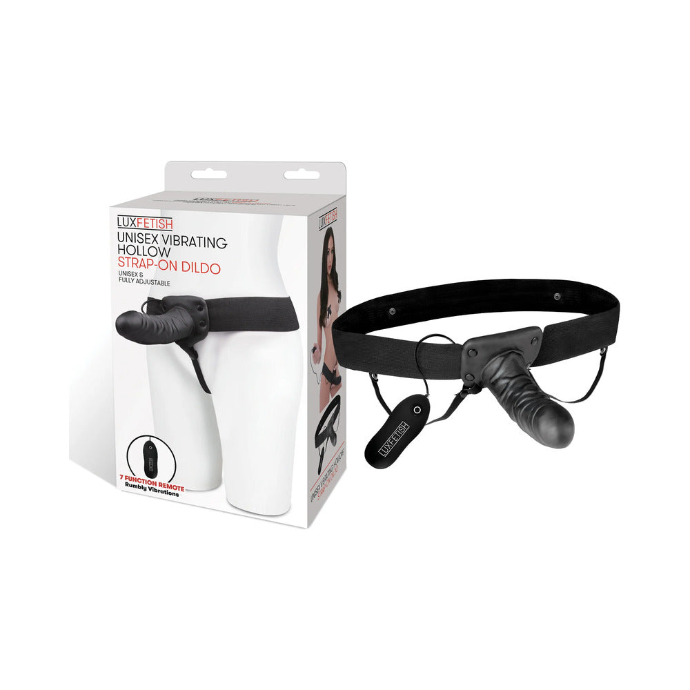 Lux Fetish Unisex Vibrating Hollow Strap-on Dildo Remote-Controlled - Fantasies Boutique