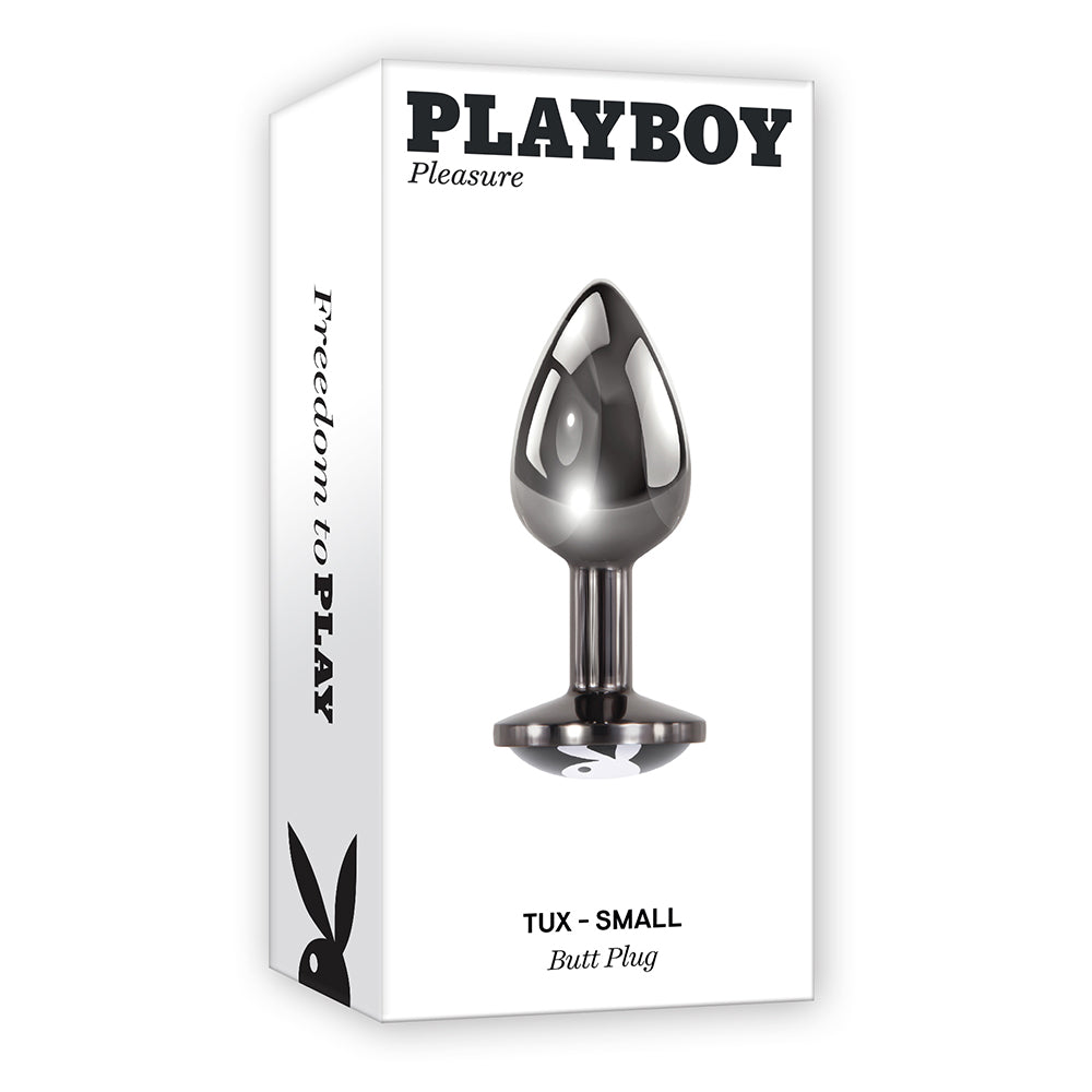 Playboy Tux Small Metal Anal Plug Hematite - Fantasies Boutique