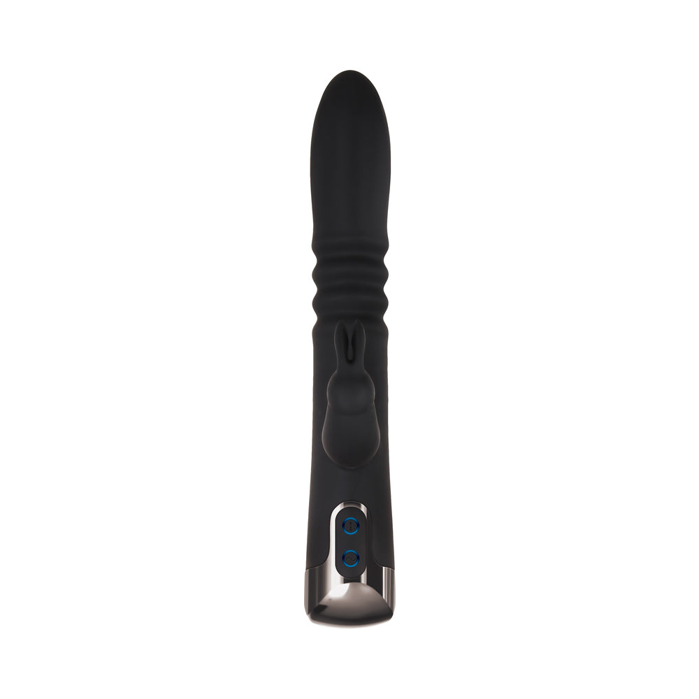 Evolved Rapid Rabbit Rechargeable Thrusting Silicone Vibrator Black - Fantasies Boutique