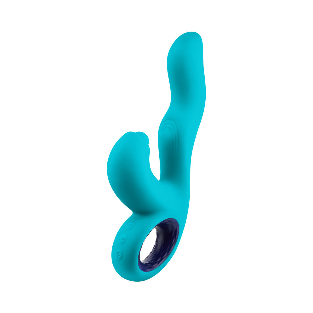 FemmeFunn Klio Rechargeable Silicone Triple Action Thumping Rabbit Vibrator Turquoise - Fantasies Boutique