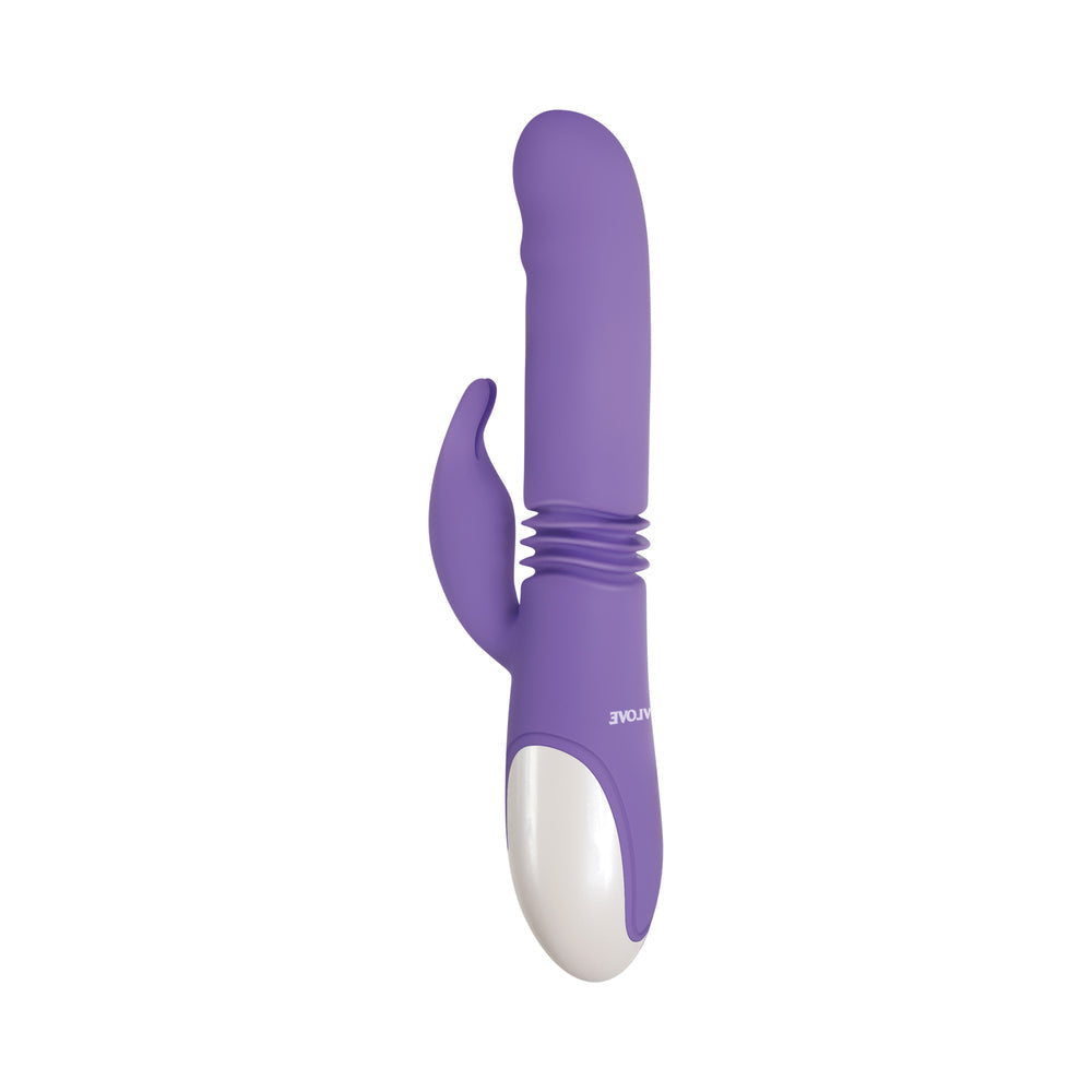 Evolved Thick & Thrust Bunny Rechargeable Thrusting Silicone Rabbit Vibrator Purple - Fantasies Boutique