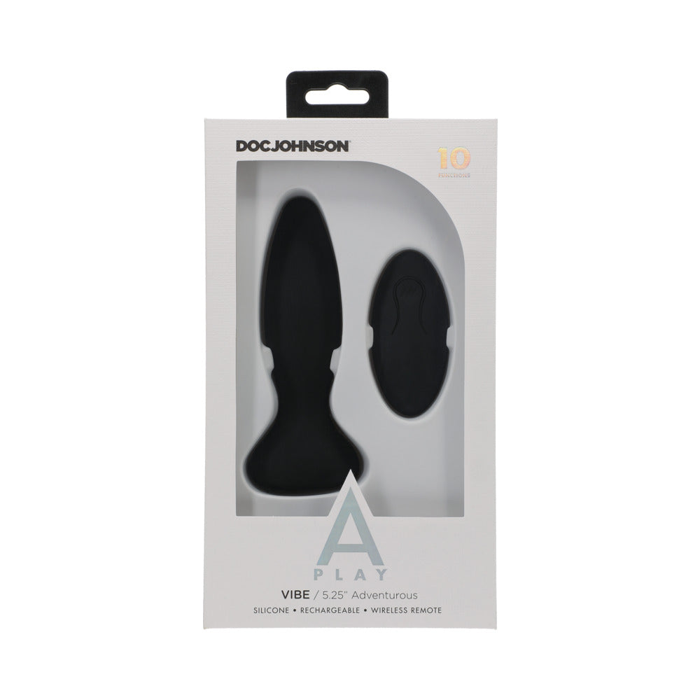 A-Play Vibe Adventurous Rechargeable Silicone Anal Plug with Remote Black - Fantasies Boutique