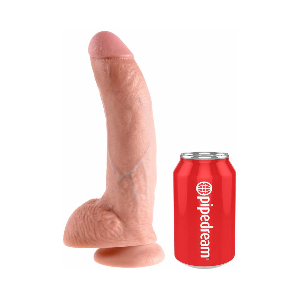 King Cock 9 in. Cock With Balls Realistic Suction Cup Dildo Beige - Fantasies Boutique