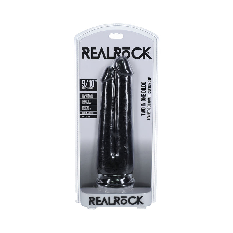 RealRock Two in One 9 in. / 10 in. Dildo Black - Fantasies Boutique