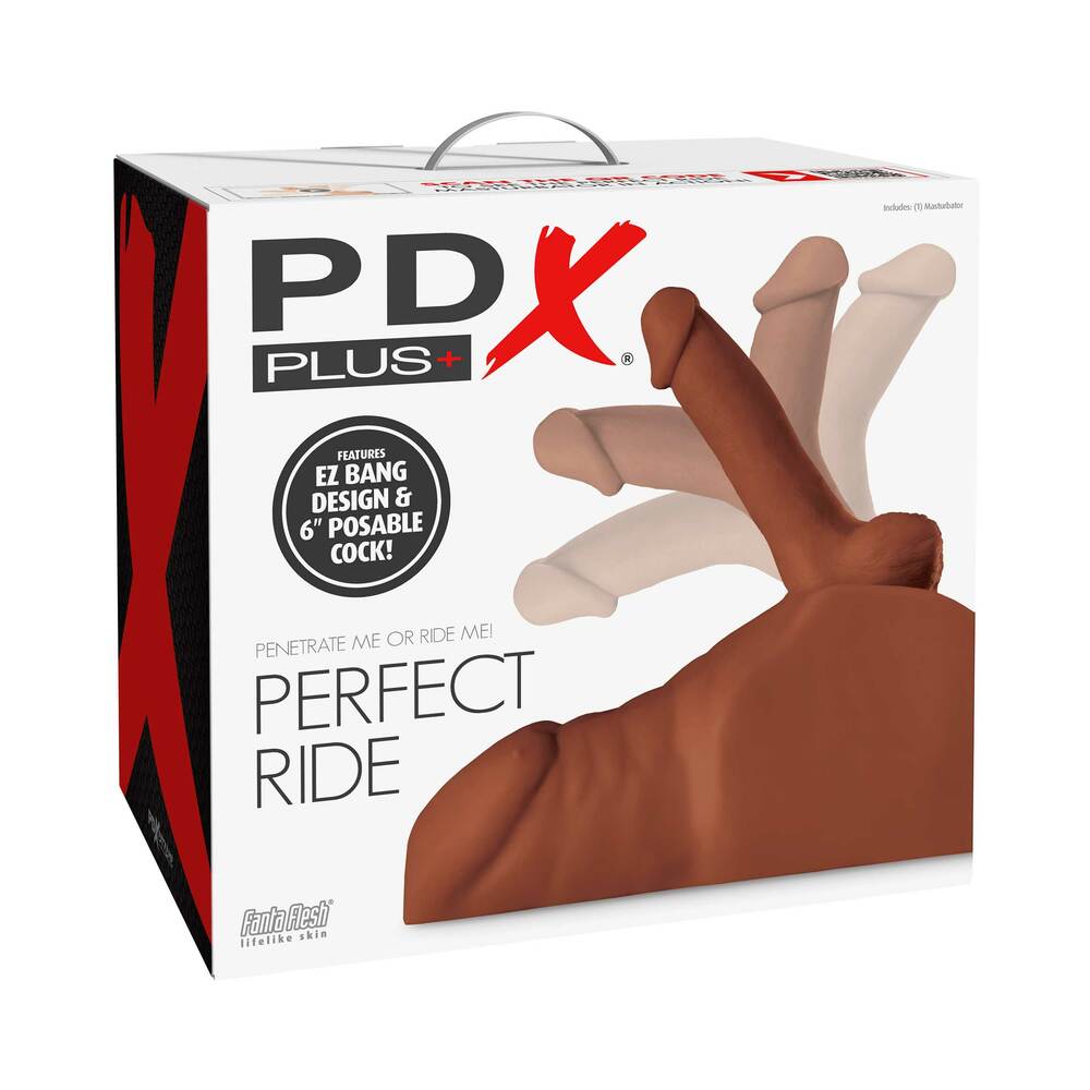 PDX Plus Perfect Ride Anal Masturbator With 6 in. Posable Dildo Brown - Fantasies Boutique