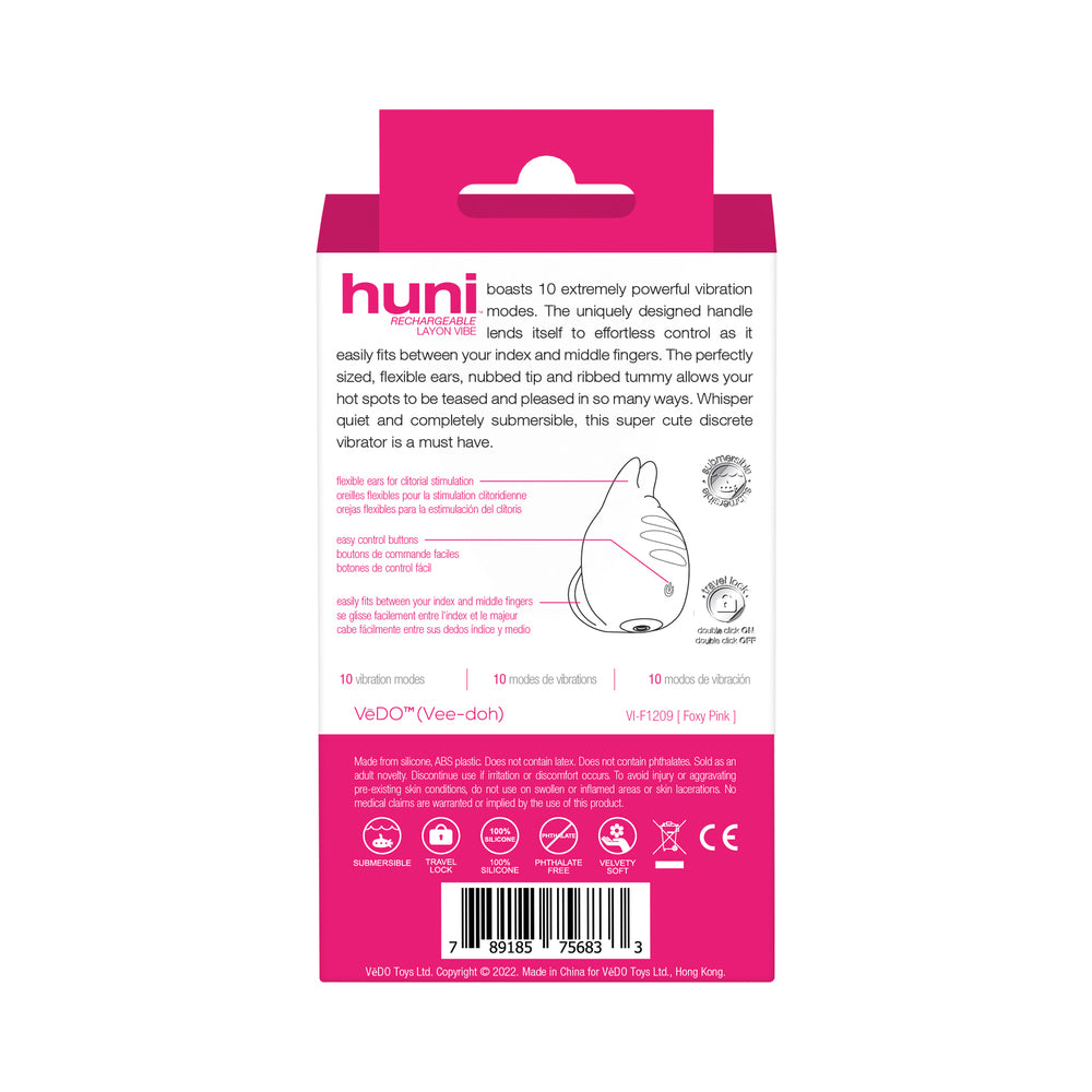 VeDO Huni Rechargeable Finger Vibe Tease Me Foxy Pink - Fantasies Boutique