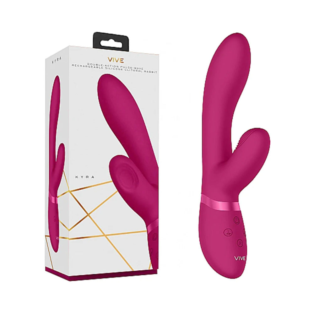 VIVE KYRA Rechargeable Pulse-Wave Silicone Rabbit Vibrator Pink - Fantasies Boutique