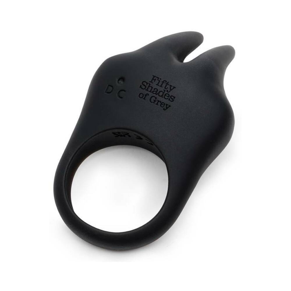 Fifty Shades of Grey Sensation Rechargeable Silicone Vibrating Rabbit Love Ring Black - Fantasies Boutique