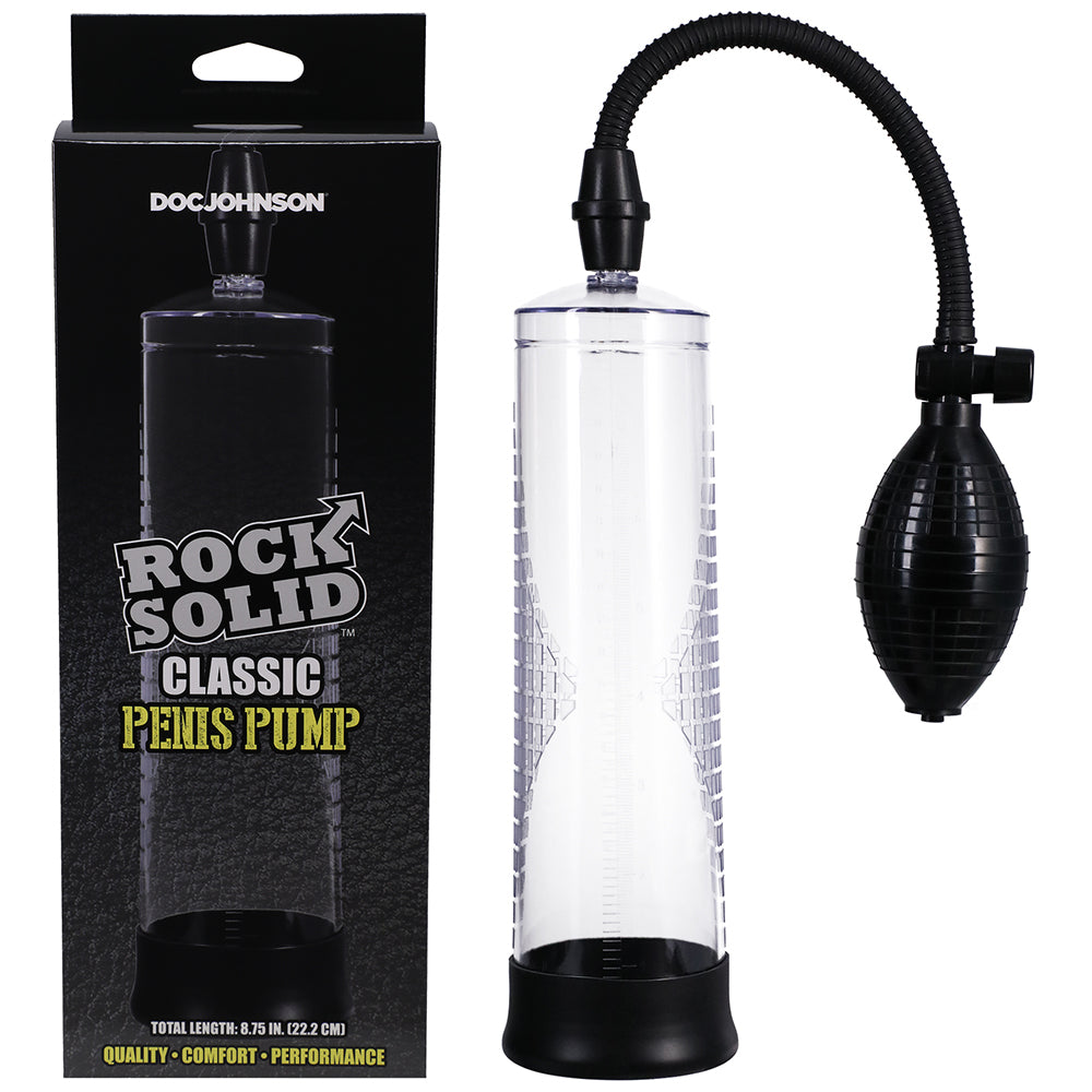 Rock Solid Classic Penis Pump Black/Clear - Fantasies Boutique