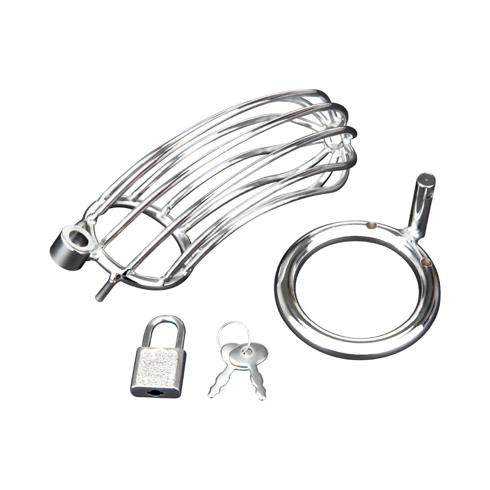 Blue Line Prisoner Cock Cage Silver - Fantasies Boutique