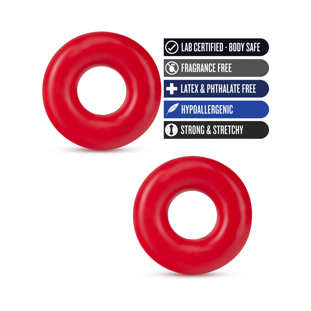 Blush Stay Hard Donut Rings Oversized Cockring 2-Pack Red - Fantasies Boutique