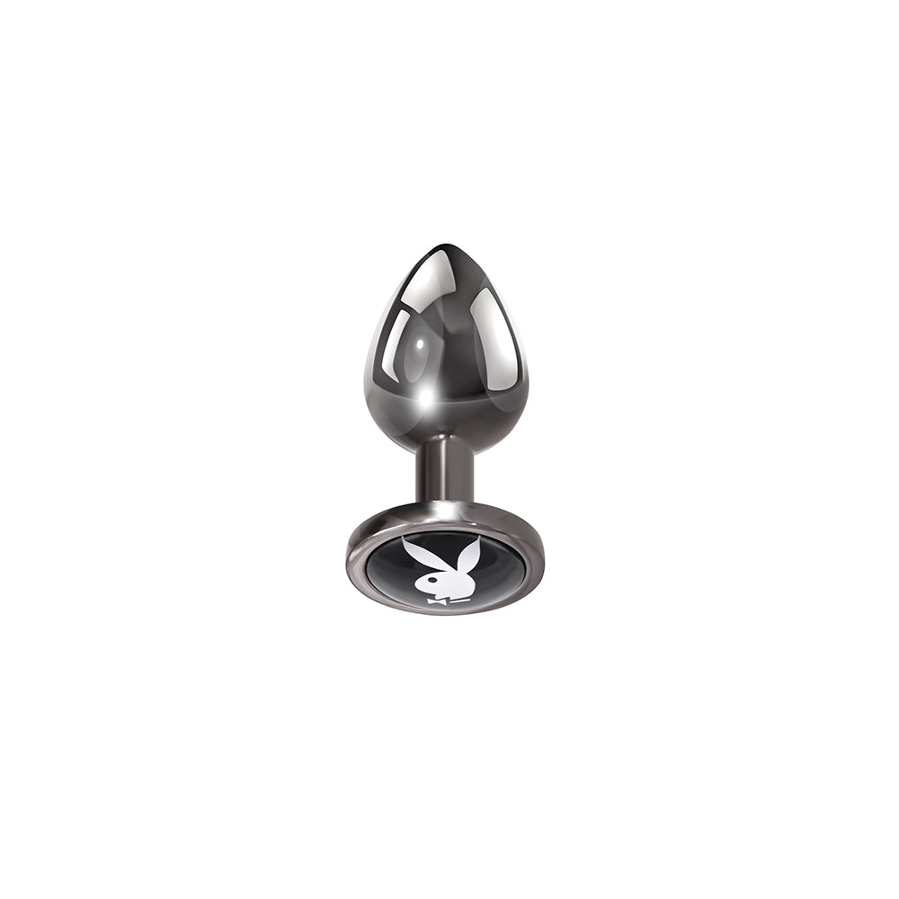 Playboy Tux Small Metal Anal Plug Hematite - Fantasies Boutique