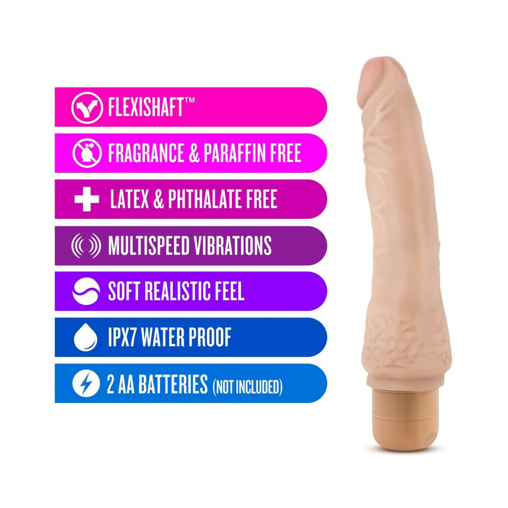 Dr. Skin Vibe 7 Realistic 8.5 in. Vibrating Dildo Beige - Fantasies Boutique