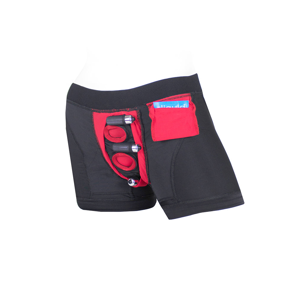 SpareParts Tomboii Nylon Boxer Briefs Harness Black/Red Size 2XL