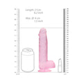 RealRock Crystal Clear Realistic 8 in. Dildo With Balls and Suction Cup Pink - Fantasies Boutique
