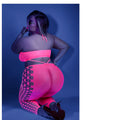 Fantasy Lingerie Glow Own The Night Cropped Cut-Out Halter Bodystocking Neon Pink Queen Size - Fantasies Boutique