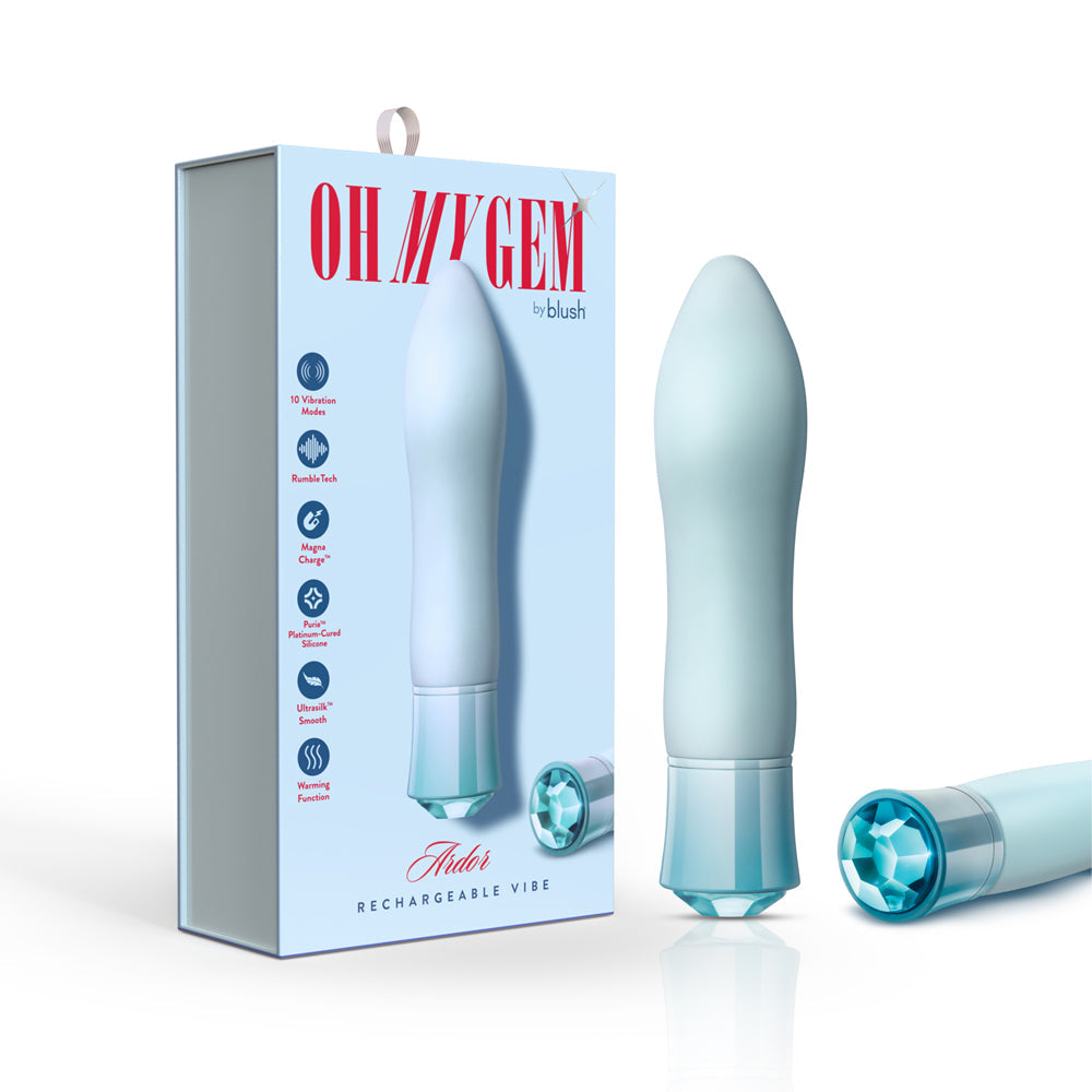 Blush Oh My Gem Ardor Rechargeable Warming Silicone Tapered Vibrator Aquamarine - Fantasies Boutique