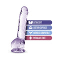 Naturally Yours Crystalline 8 in. Dildo with Balls Amethyst - Fantasies Boutique