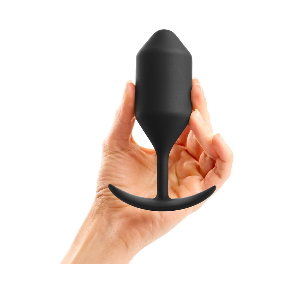 b-Vibe Snug Plug 4 Weighted Silicone Anal Plug Black - Fantasies Boutique