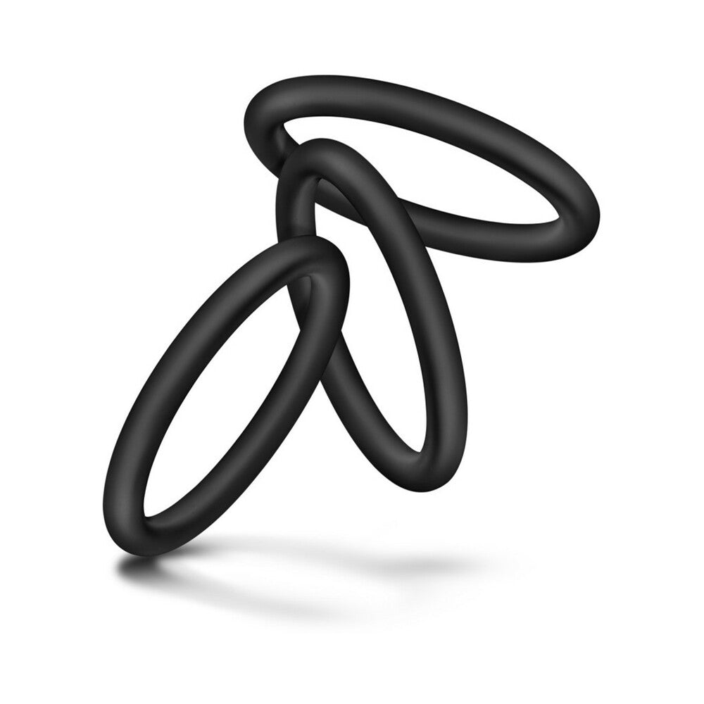 Blush Performance VS3 Pure Premium Silicone Cockrings 3-Pack Large Black - Fantasies Boutique