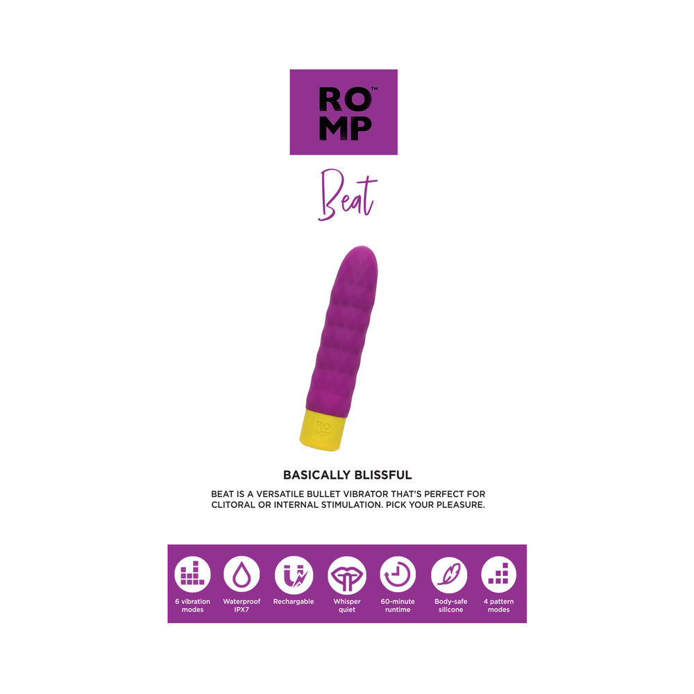 ROMP Beat Rechargeable Silicone Bullet Vibrator Light Purple - Fantasies Boutique