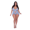 Magic Silk Ooh La Lace Babydoll & Split Crotch Panty Set Periwinkle Queen Size - Fantasies Boutique