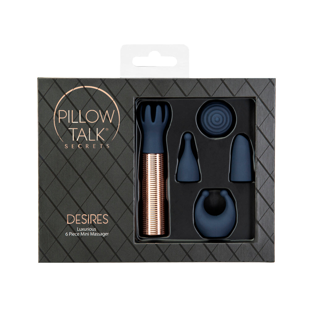 Pillow Talk Secrets Desires 6-Piece Silicone Mini Massager Set Navy - Fantasies Boutique