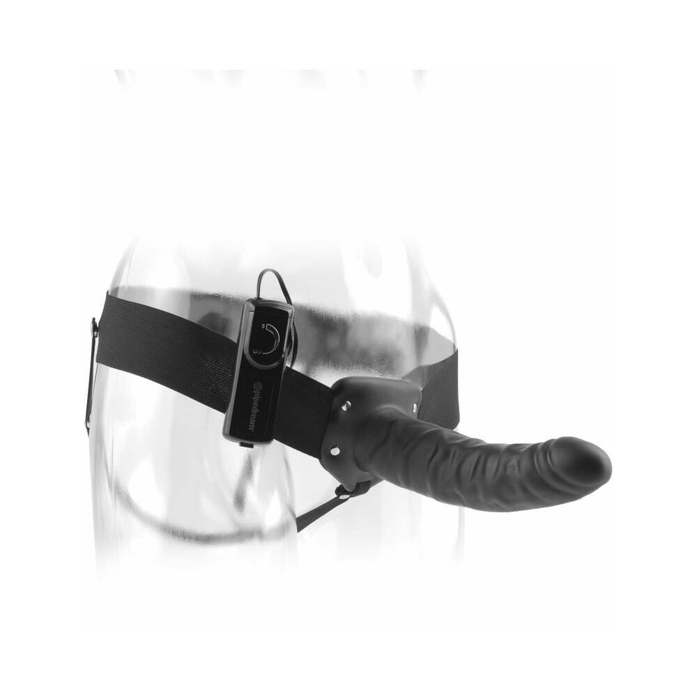 Fetish Fantasy Series 8 in. Vibrating Hollow Strap-On Black - Fantasies Boutique