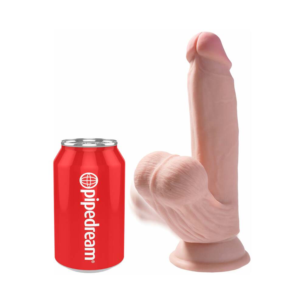 King Cock Plus 7 in. Triple-Density Cock With Swinging Balls Dildo Beige - Fantasies Boutique