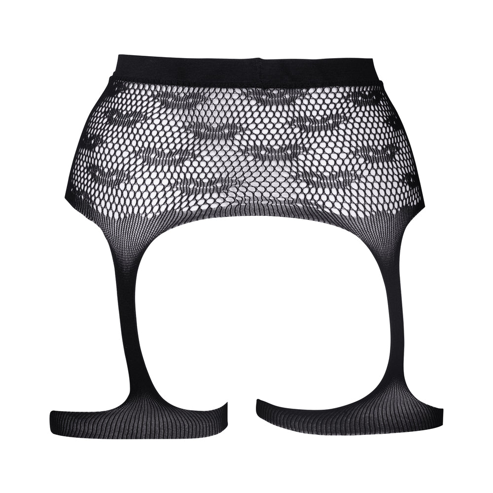 Shots Le Desir Bliss Kiss-Patterned Fishnet Garter belt Black O/S - Fantasies Boutique