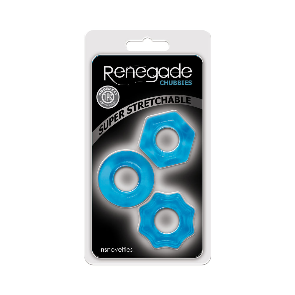 Renegade Chubbies Cock Rings 3-Pack Blue - Fantasies Boutique