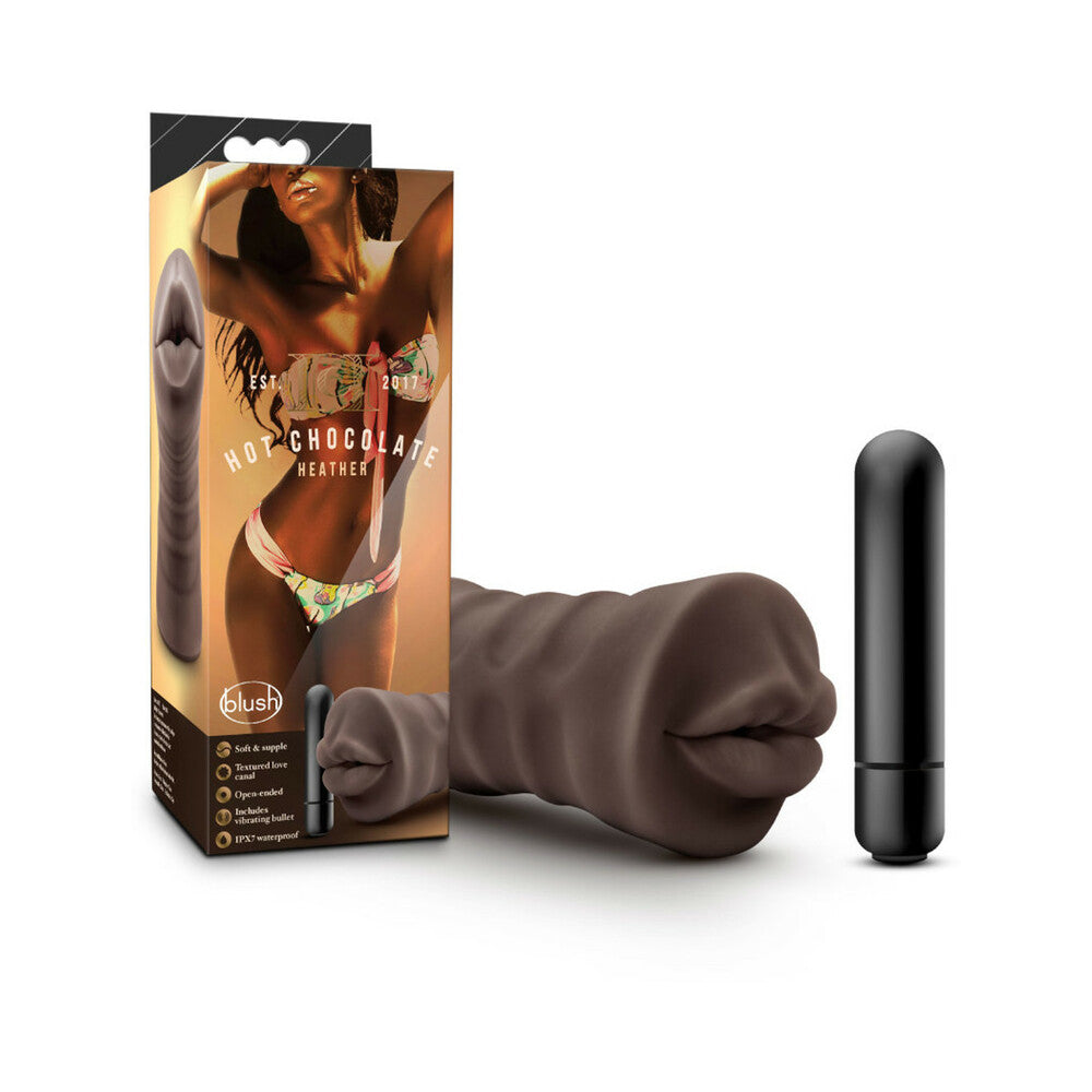 Hot Chocolate Heather Oral Stroker with Bullet Vibrator Brown - Fantasies Boutique